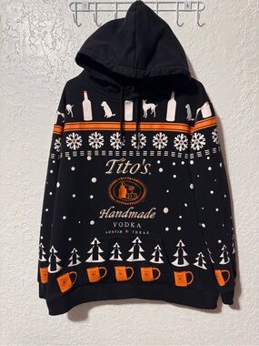 Tito’s Handmade Vodka Hoodie Black Embroidered Christmas Sweatshirt